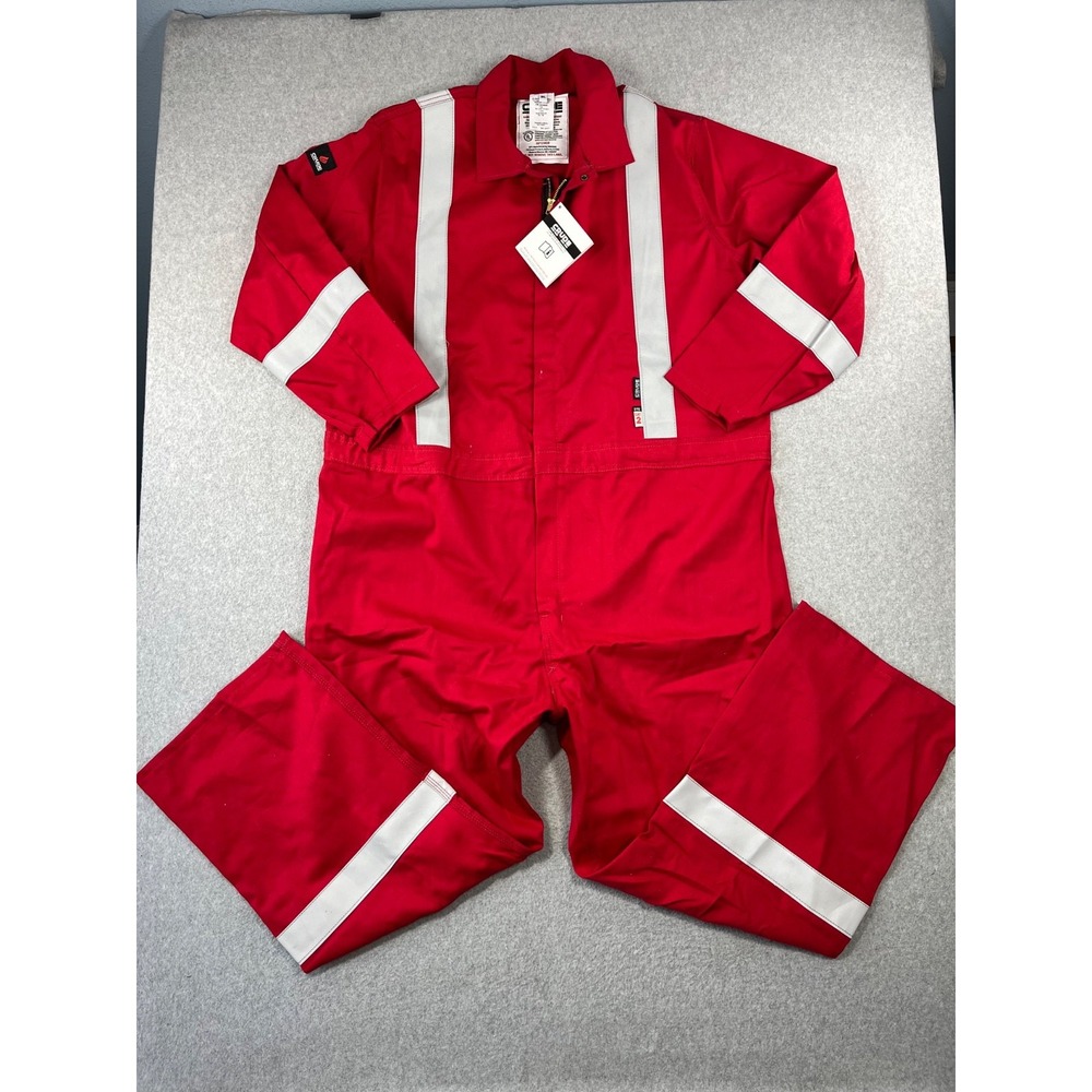 Crude Coveralls Mens 3XL Red FR Flame Resistant Reflective Workwear Jumpsuit